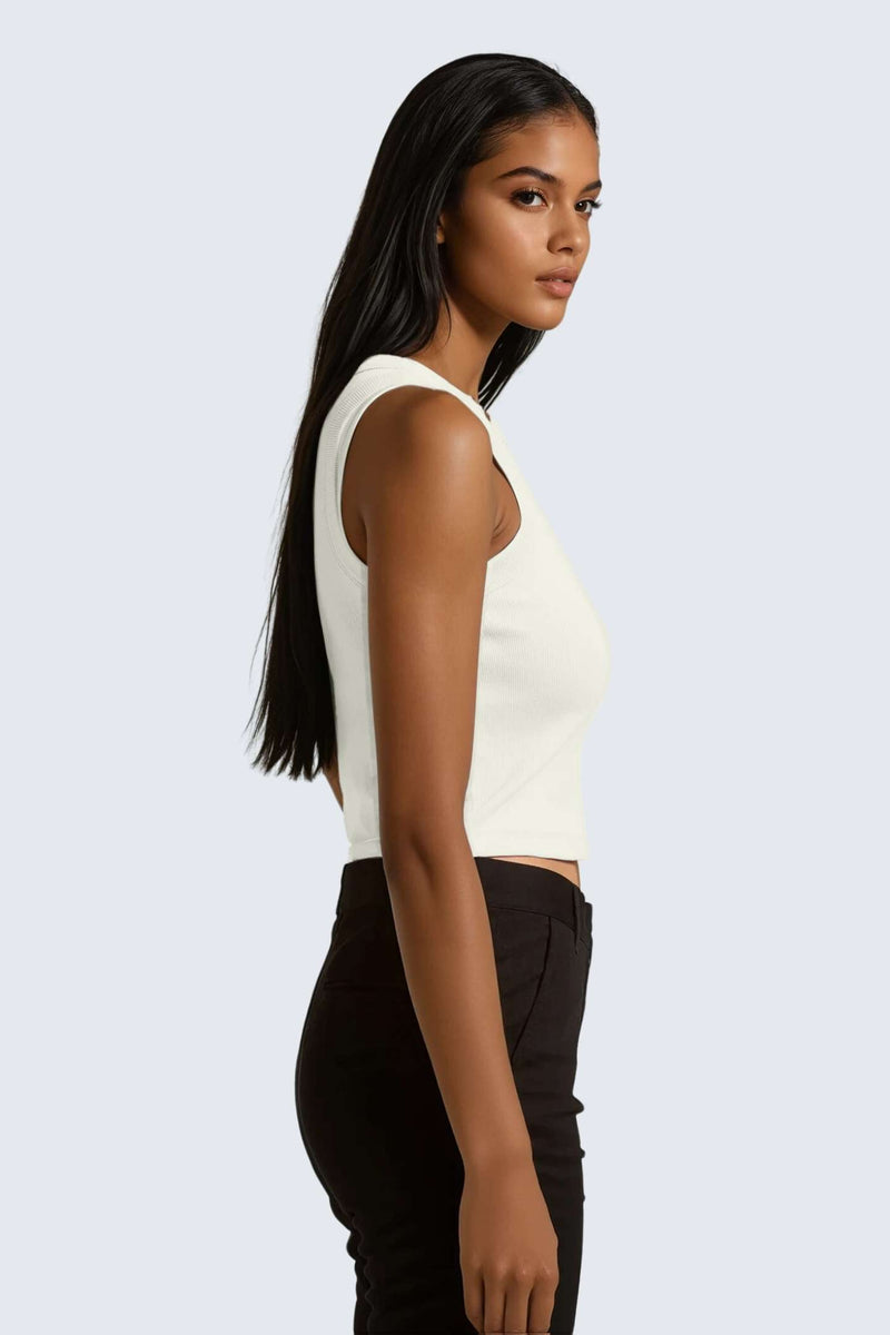 W MoonRib Cropped Tank - Natural