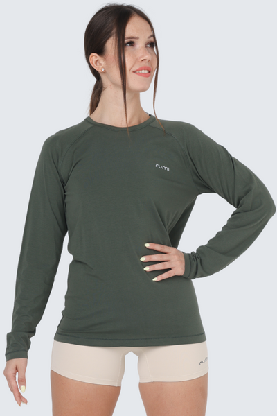 WU Move Tee Long Sleeve -  Olive Deep