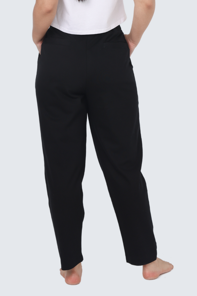 W Moon Ribbed Pants - Black