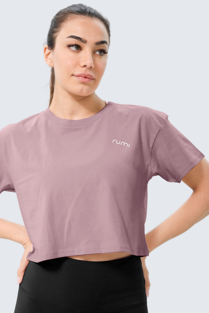 W Moon Tee Cropped - Rose Deep