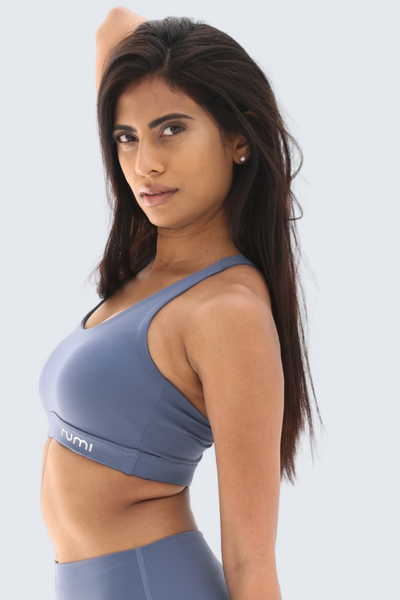 W Sun Racer-Back Bra - Gray-Blue