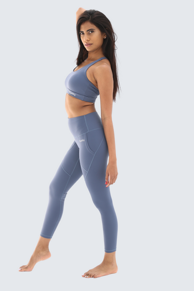 W Sun Racer-Back Bra - Gray-Blue