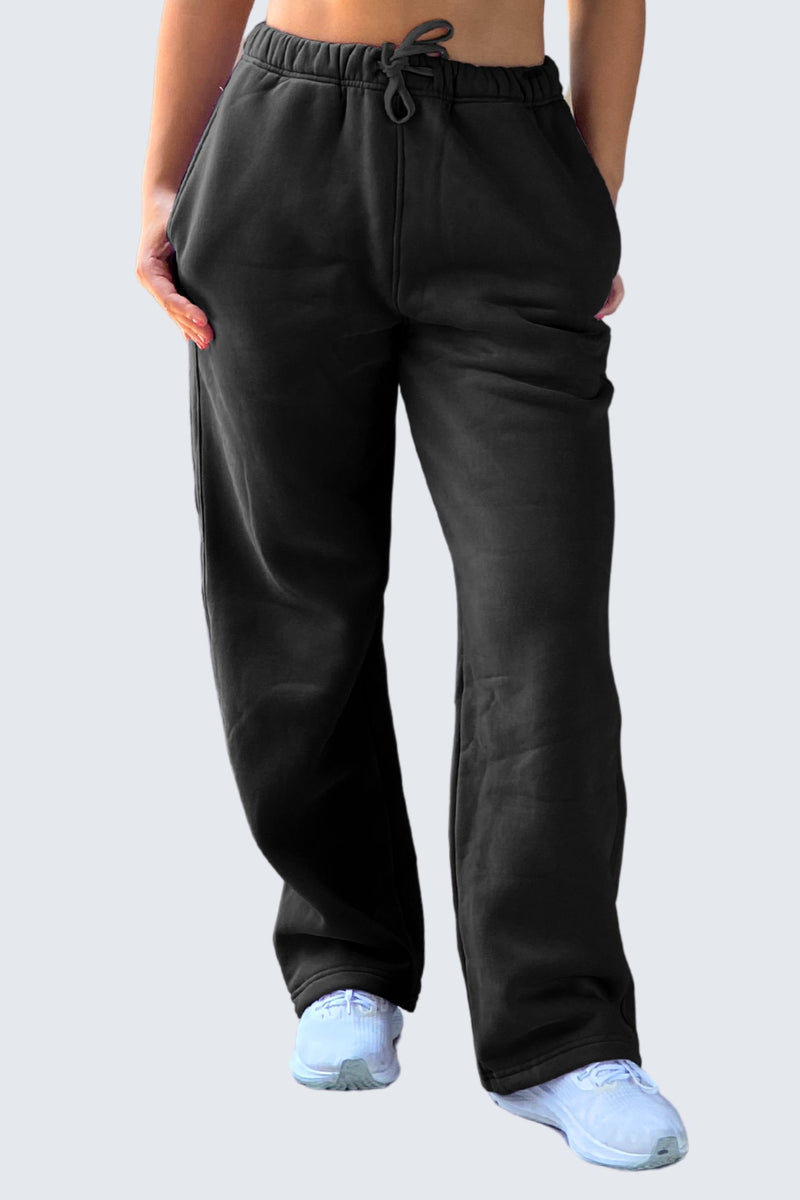 U Moon Sweatpants Relaxed Open Fleece - Black