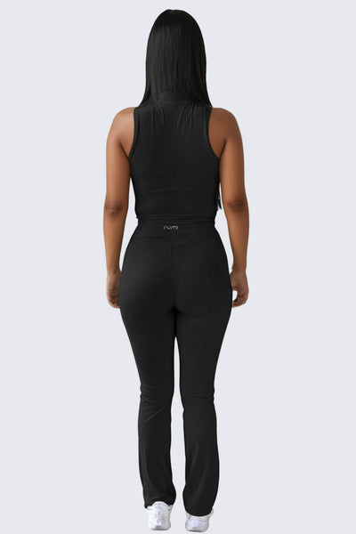 W SunRib Fit Tank Mock Neck - Black