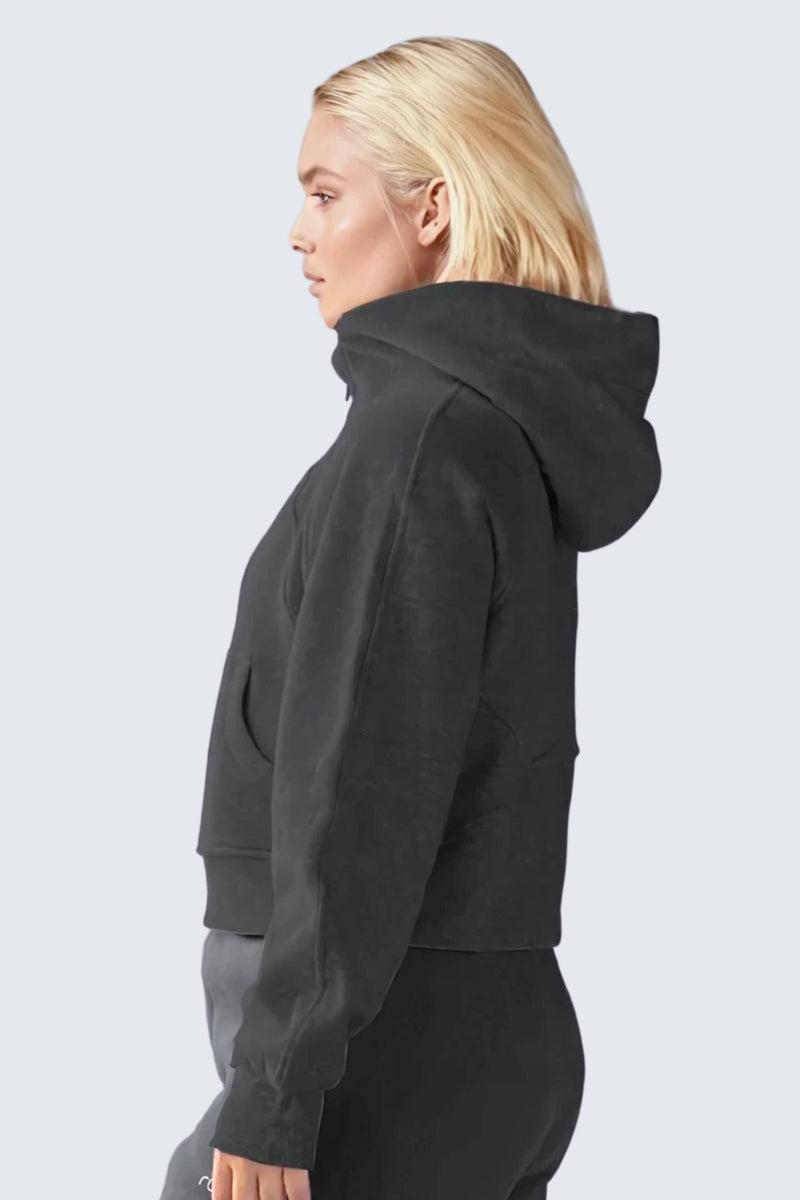 W MoonSweat Shirt Mock Oversized + Hoodie - Black