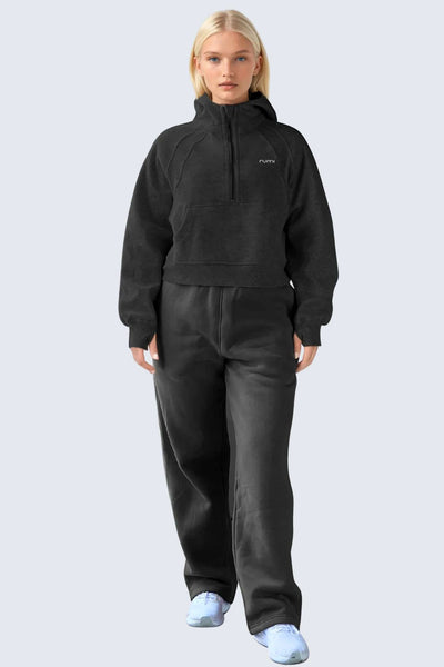 W MoonSweat Shirt Mock Oversized + Hoodie - Black