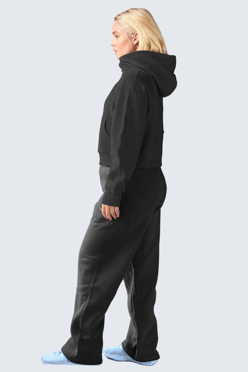 W MoonSweat Shirt Mock Oversized + Hoodie - Black