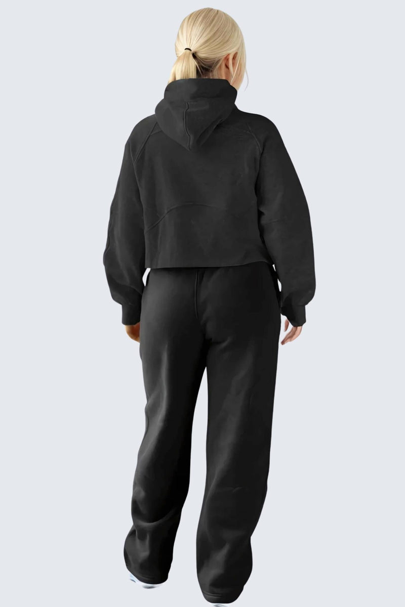 W MoonSweat Shirt Mock Oversized + Hoodie - Black