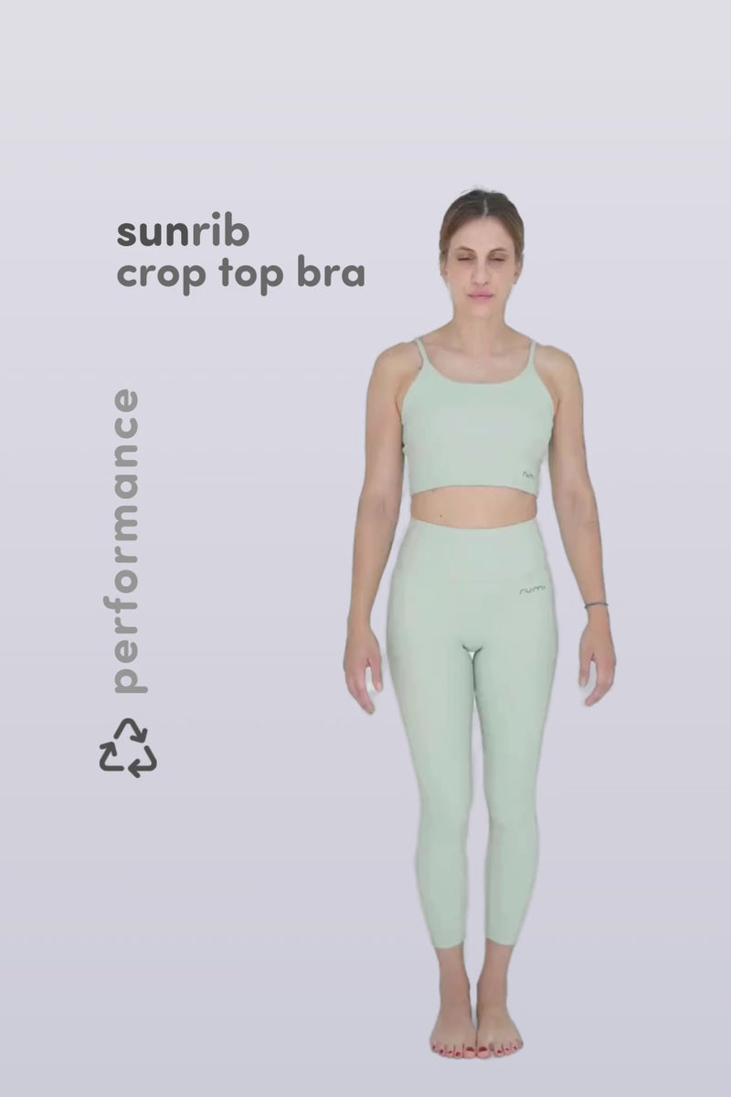 W Sun Rib Crop Top Sports Bra - Natural