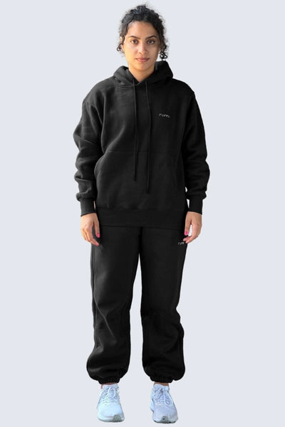 Rumi Earth - U Moon Sweatshirt Oversize Fleece + Hoodie - Black - 