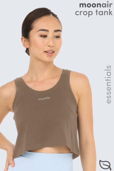 Rumi Earth - W Moon Air Cropped Singlet Tank - Wood - R131221WDP - Tops