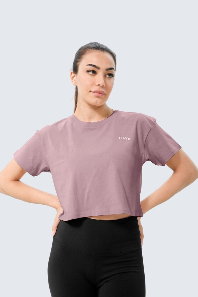 W Moon Tee Cropped - Rose Deep