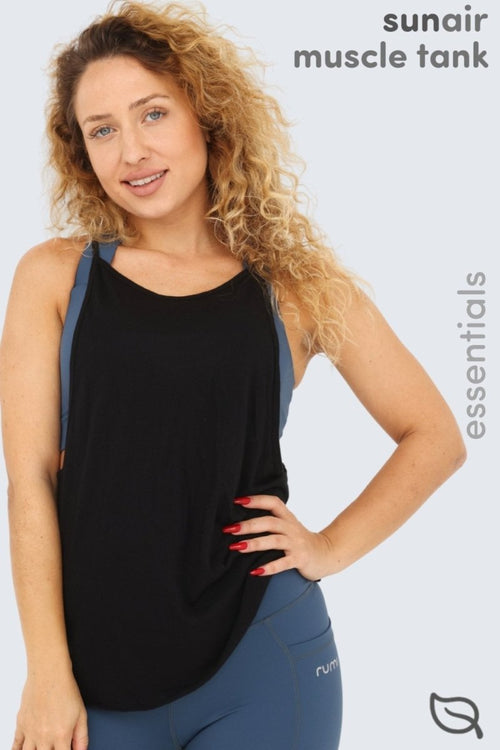 W Sun Air String Muscle Tank - Black