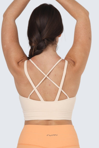 Rumi Earth - W Sun Rib Strappy Crop Top Sports Bra - Natural - R128114NLP - Bras