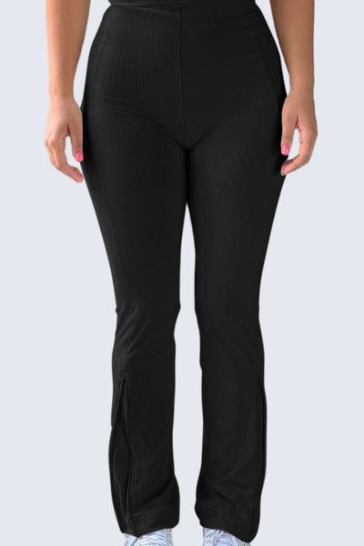 Rumi Earth - W SunRib Fit Joggers Open + Zip - Black - R124150BKP - Bottoms